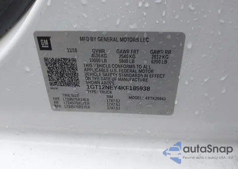 2019 GMC Sierra 2500Hd z USA, uszkodzony, nr VIN 1GT12NEY4KF185938